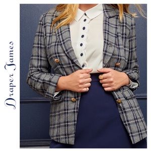 Draper James Eloquii Plaid Double Breasted Blazer